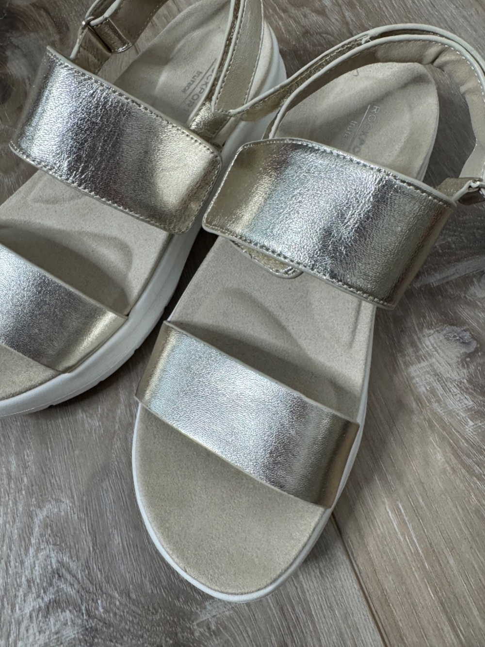 NWT Rockport Qwera Sandal Open Toe Strappy Casual Wedge Adjustable Gold Neutral - Picture 15 of 16